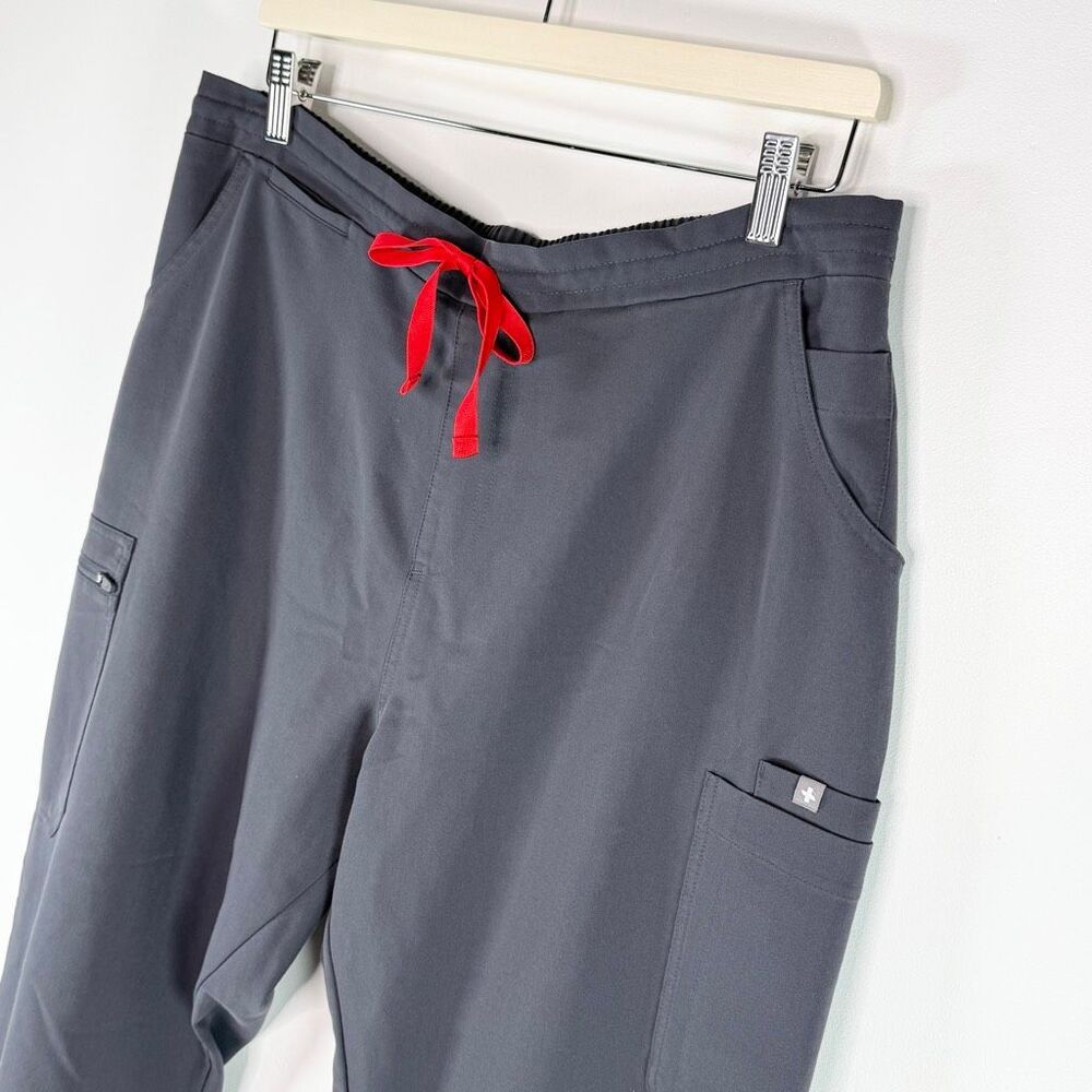 Figs Kade Charcoal Cargo Straight Scrub Pants Red Drawstring - US Women’s L // T